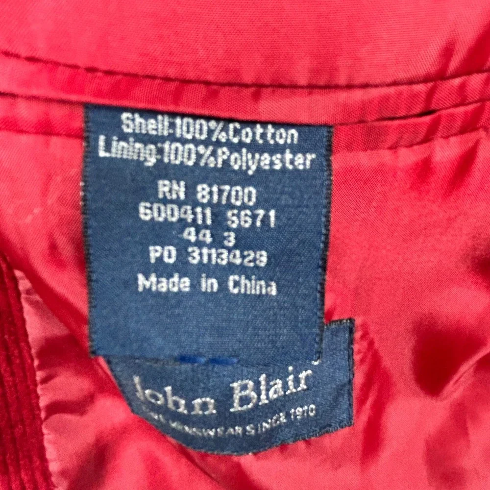John Blair Blazer Red Mens 44 Bergundy Corduroy Sport Coat Cotton EUC
